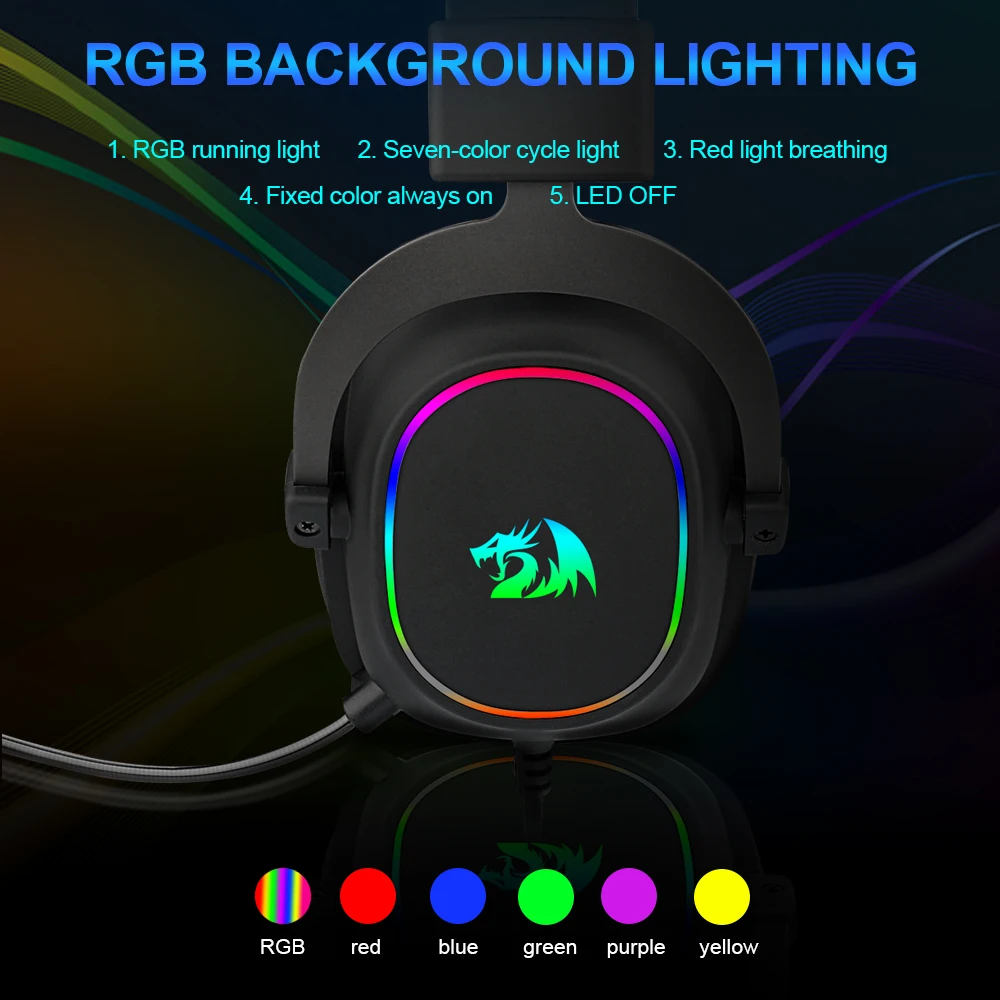 Игровые наушники REDRAGON ZEUS X H510 RGB с шумоподавлением 7 1 USB гарнитура для компьютера