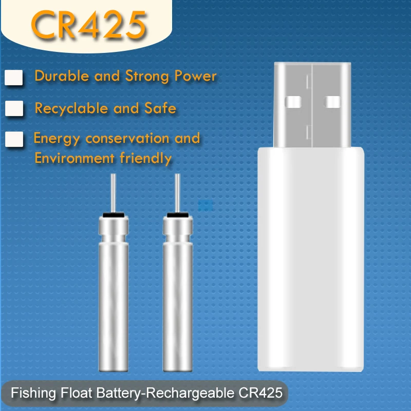CR425 Battery Fishing Floats Rechargeable 3V Pin Night Light Lithium LED Cells 100 Recycle Charging Fishing Accessory Tackle