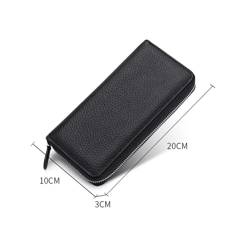 

Brand Genuine Leather Men's Wallet with Zipper Vintage Large Long Male Clutch Bag Fashion Money Purse Card Holder Coin Pocket