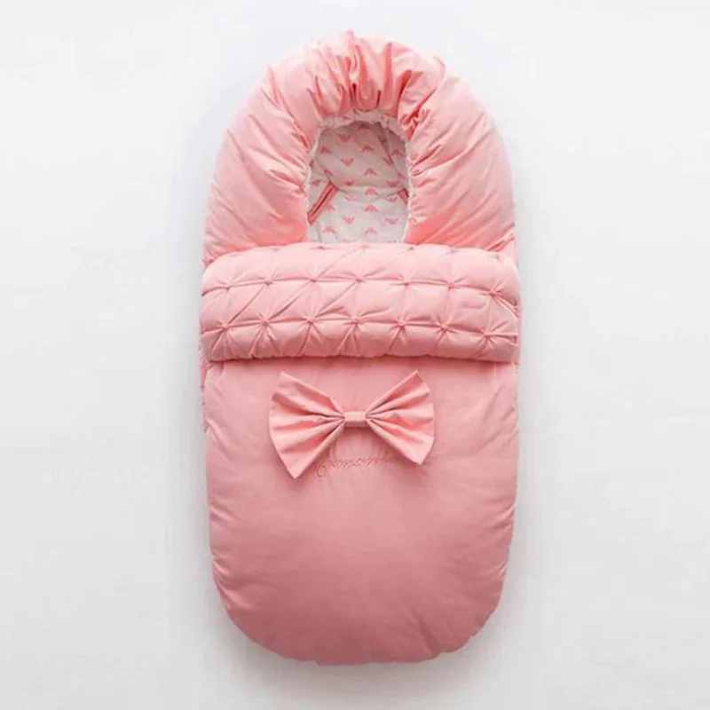 Pink Модный спальный мешок для коляски, хлопковый зимний спальный мешок для детей 0-36 месяцев - Цвет: Pink