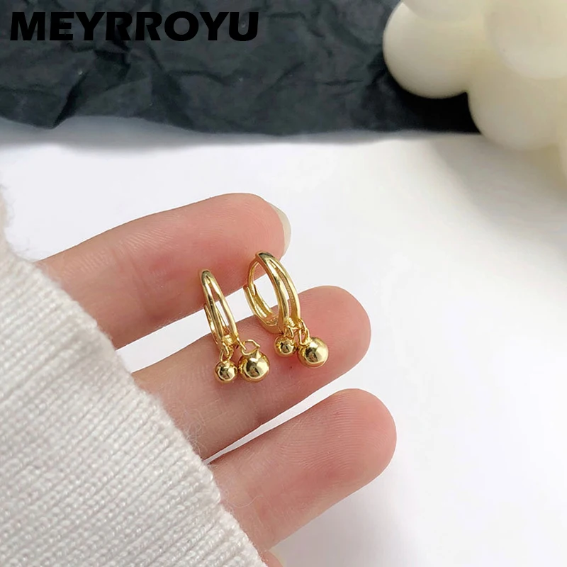 

Женские серьги-гвоздики MEYRROYU, из стерлингового серебра с круглыми бусинами, универсальные светильник велирные украшения для вечерние