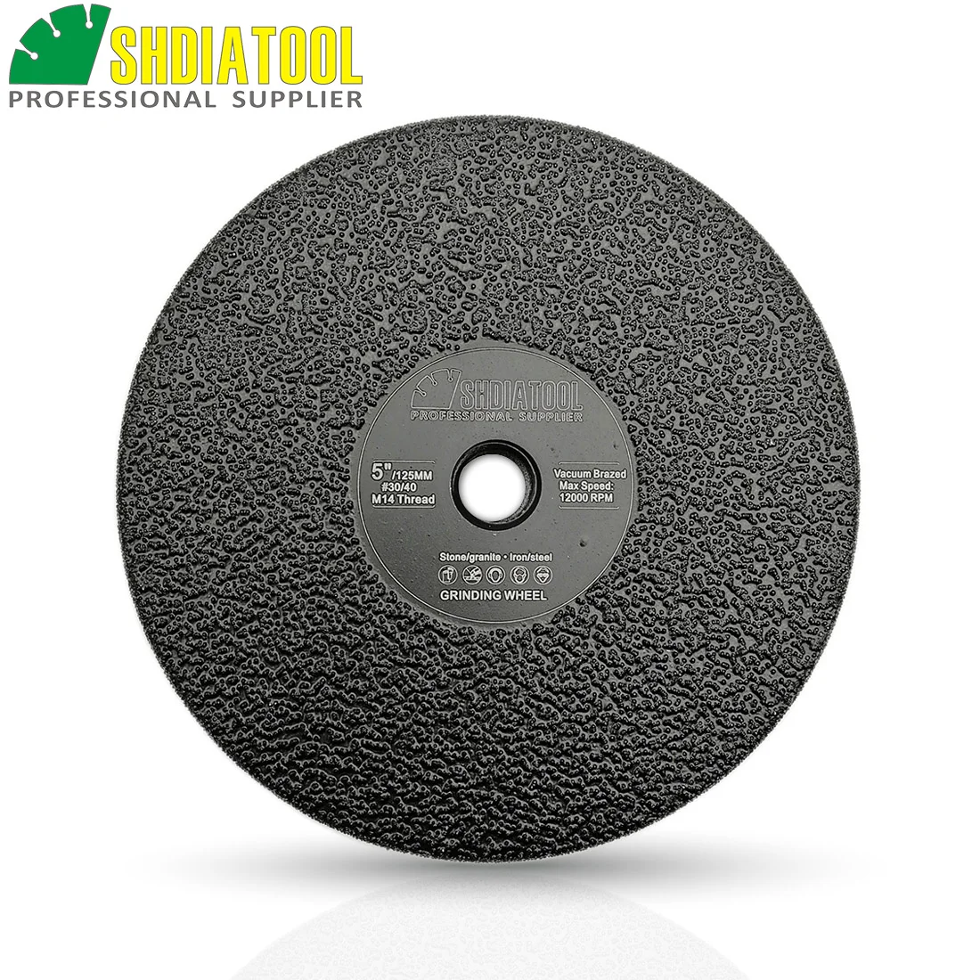 

SHDIATOOL 1pc Diameter 125mm Vacuum Brazed diamond flat grinding wheel M14 Grit #30 5" grinder disc