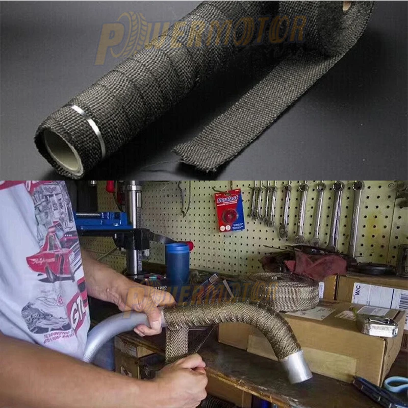 Motorcycle Exhaust Thermal Exhaust 2.5cm*5m Exhaust Heat Tape Wrap Pipe Wrap Shields Manifold Header Insulation Roll images - 6