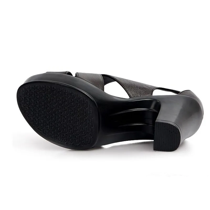 Сандалии женские из натуральной кожи босоножки на платформе и толстом высоком