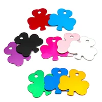 wholesale 100pcs clover aluminum pendant dog id tag name plate key accessories decor pet tag number address for dog collar