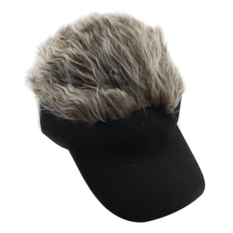 

Unisex Funny Baseball Cap with Fake Flair Hair Cap Sun Visor Fun Toupee Hats Mens Womens Spiked Hairs Wig Hat