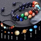 Браслет с бусинами в виде восьми планет для мужчин и женщин, Ювелирное Украшение с натуральным камнем для йоги, солнечной чакры, в стиле вселенной, галактики, подарок, 2021