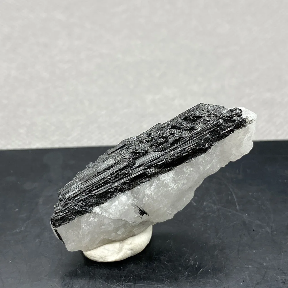 

Rare Natural Black tourmaline Quartz Crystal Mineral Specimen Healing 66#