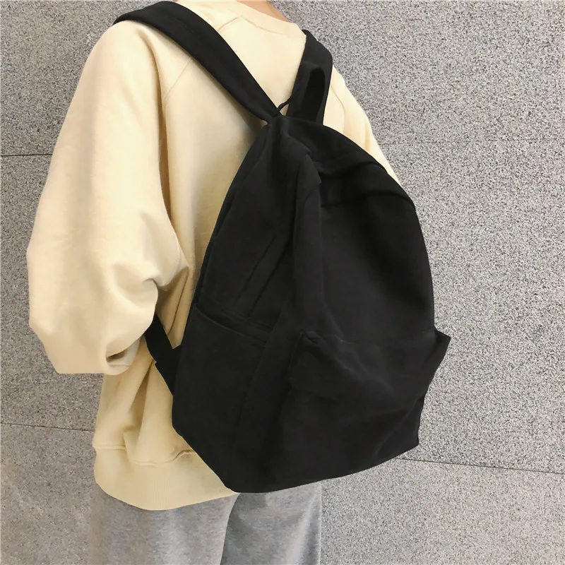 

New Trend Backpack Fashion Canvas Women Backpack New Solid Color Shoulder Bags Solid Color Teenager Girl School Bag Mochilas