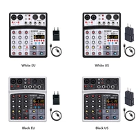 4 channels audio sound mixer mixing dj console bluetooth compatible usb record sound card for home karaoke ktv with 48v phantom
