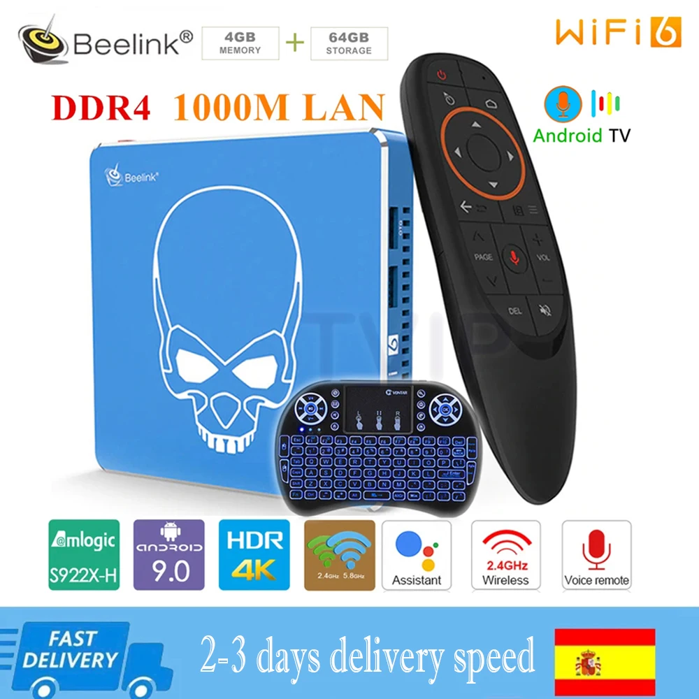 Beelink Blue GT King Pro WiFi 6 телевизионная кассета S922X H IV Radroid 9.0 4GB 64GB 4K Doubi Audio DTS BT5