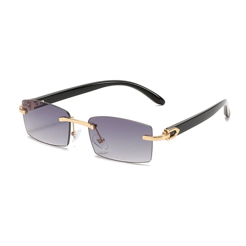 Солнечные очки XIU в форме рога буйвола, квадратные роскошные дизайнерские солнцезащитные очки без оправы, модные, белые, черные