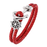 new red leather bracelet men and women jewelry fashion anchor bracelet charm birthday party gift bb0179