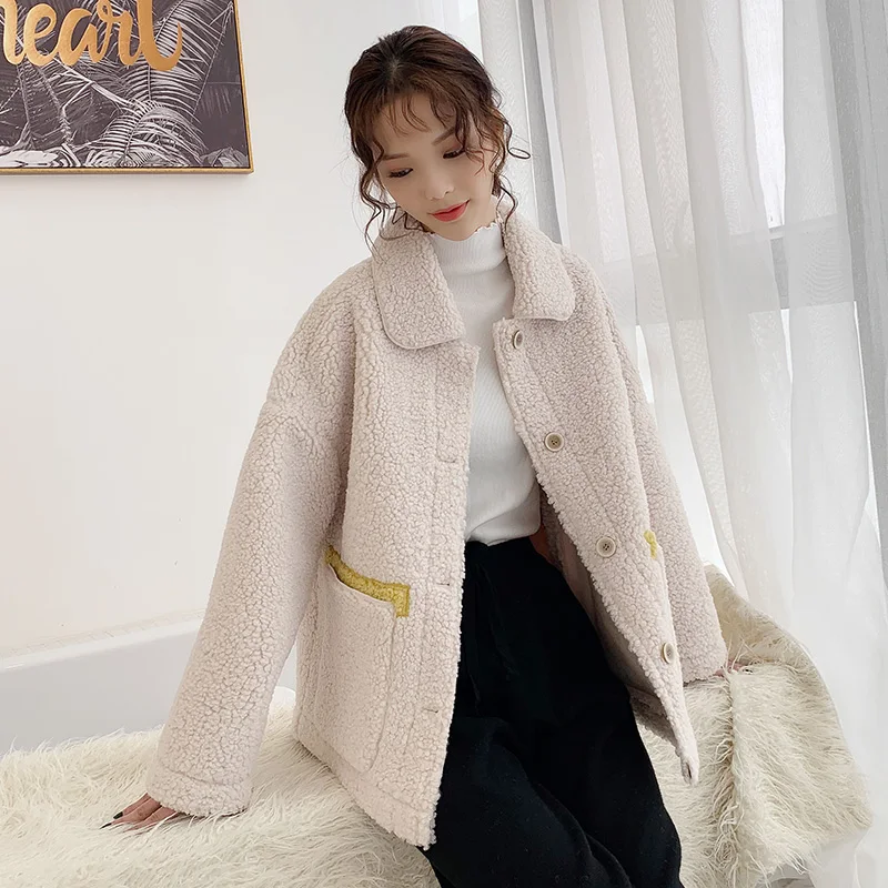 EACHIN женская зимняя куртка с мехом мода большой карман воротник лацканами длинный