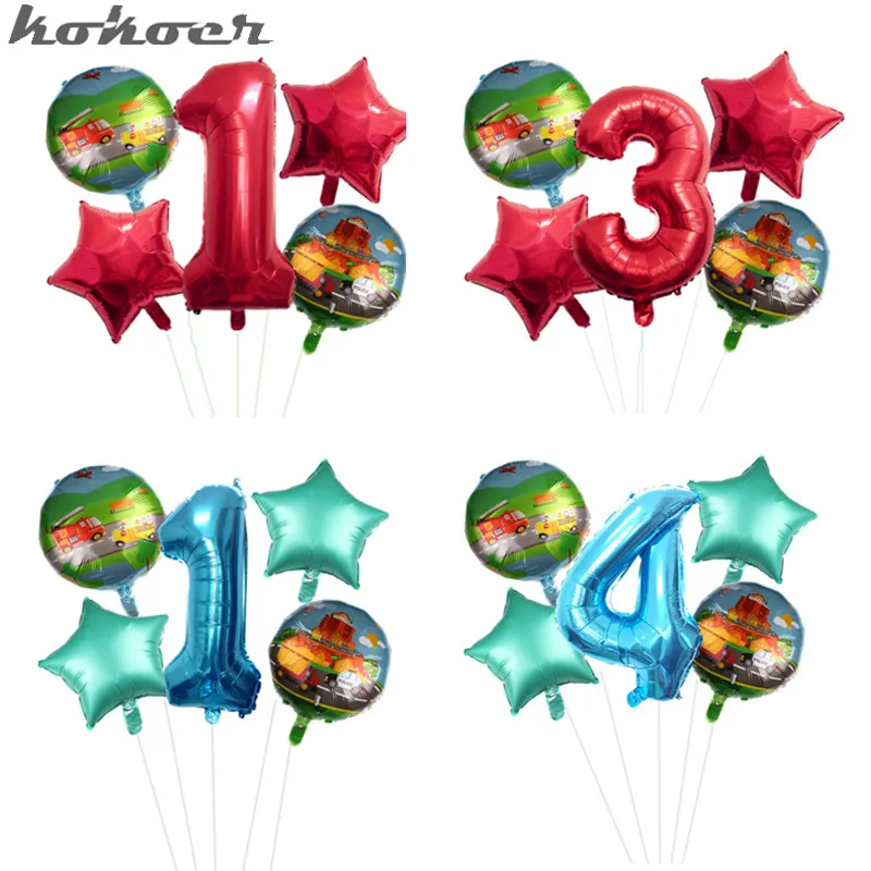 Мультяшные игрушки автомобиль грузовик полицейский автобус воздушный шар