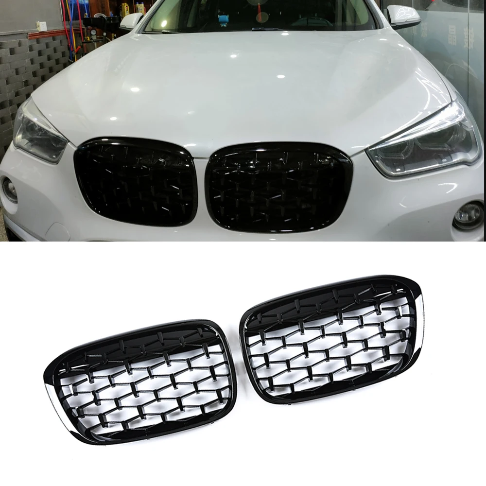 

Auto Car Accessories Front Grille Middle Net Grills Assembly Frame Cover Exterior Decoration Parts For BMW X1 F48 2016-2019
