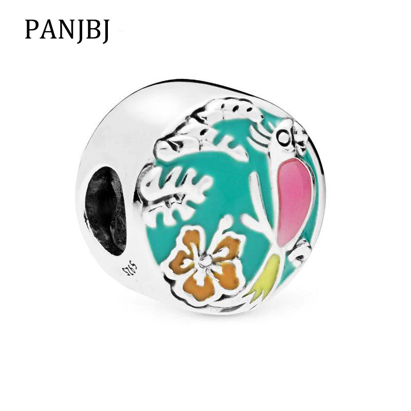 Подлинные серебряные бусины 925 пробы браслеты с подвесками цветочным рисунком