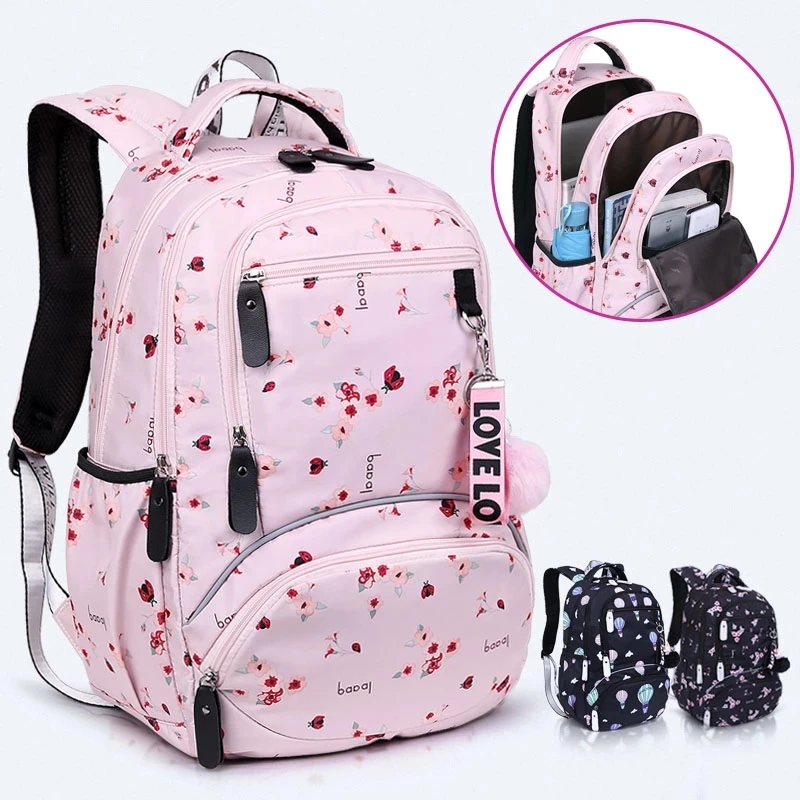 Школьный портфель для девочек-подростков, большой водонепроницаемый рюкзак с принтом для учеников начальной школы, сумки для учебников