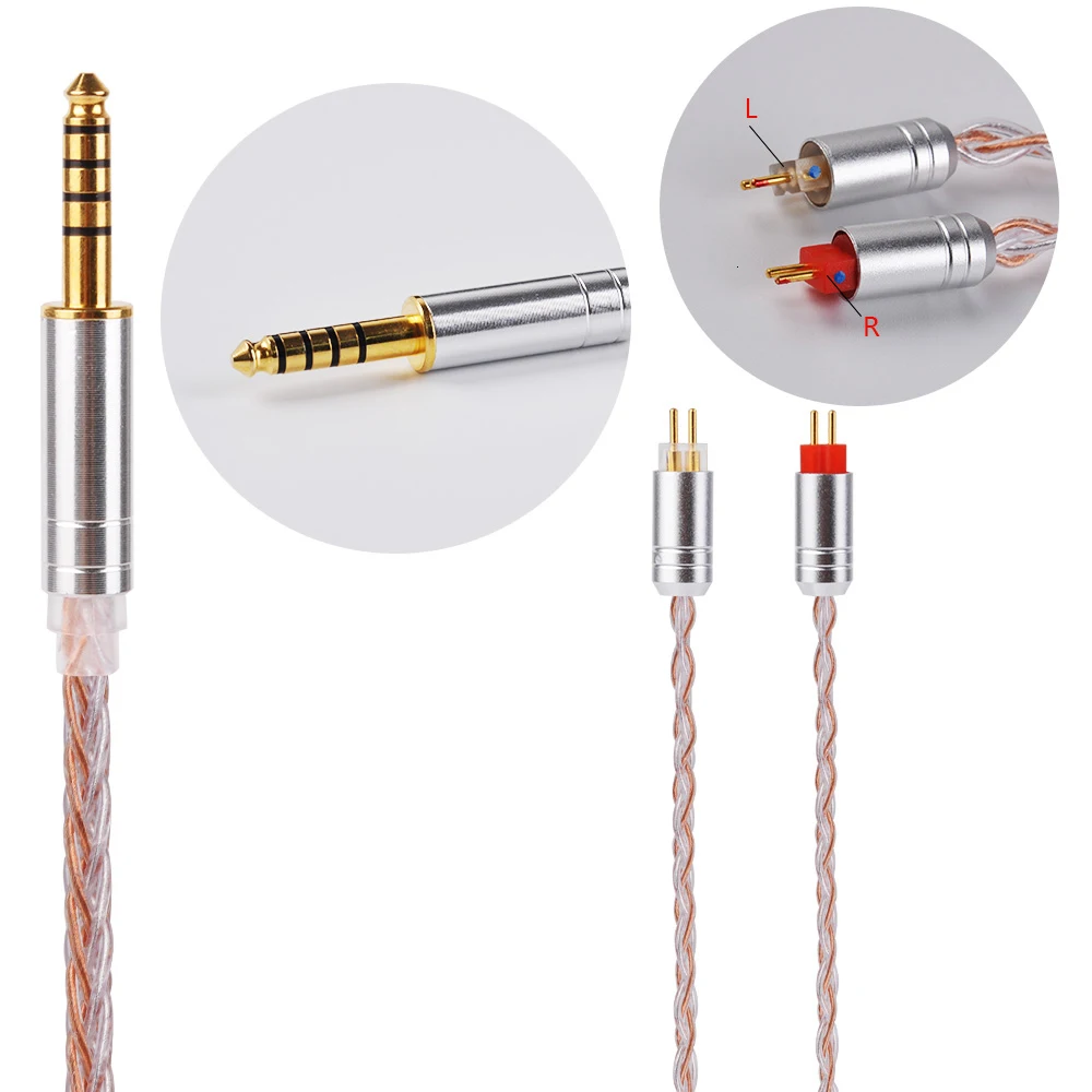 HiFiHear 8 Core посеребренный кабель 2,5/3,5/4,4 мм балансный кабель с MMCX/2pin разъем для LZ A6 HQ12 AS10 ZS10 ZS6 СЖД
