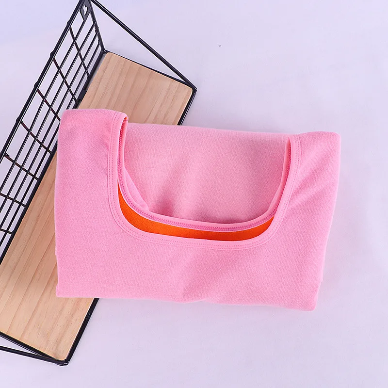 pink U-neck tops Осень Зима плюс бархатная футболка с длинным рукавом Женская Толстая теплая хлопковая Футболка женская Повседневная футболка Femme тонкие женские топы C5934 - Цвет: pink U-neck tops