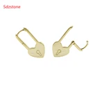 Huggie сердца серьги с замком из натуральной кожи серебряные серьги Цвет и золотой Цвет небольшие серьги с замком для женщин женские ювелирные изделия для девушек