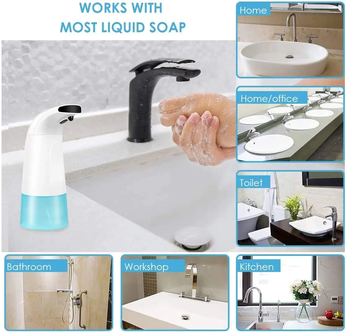 

Foam Soap Dispenser 250ml Hand Wash Washer Infrared Sensing Automatic Portable Foam Liquid Soap Dispenser for Bathroom Kitchen