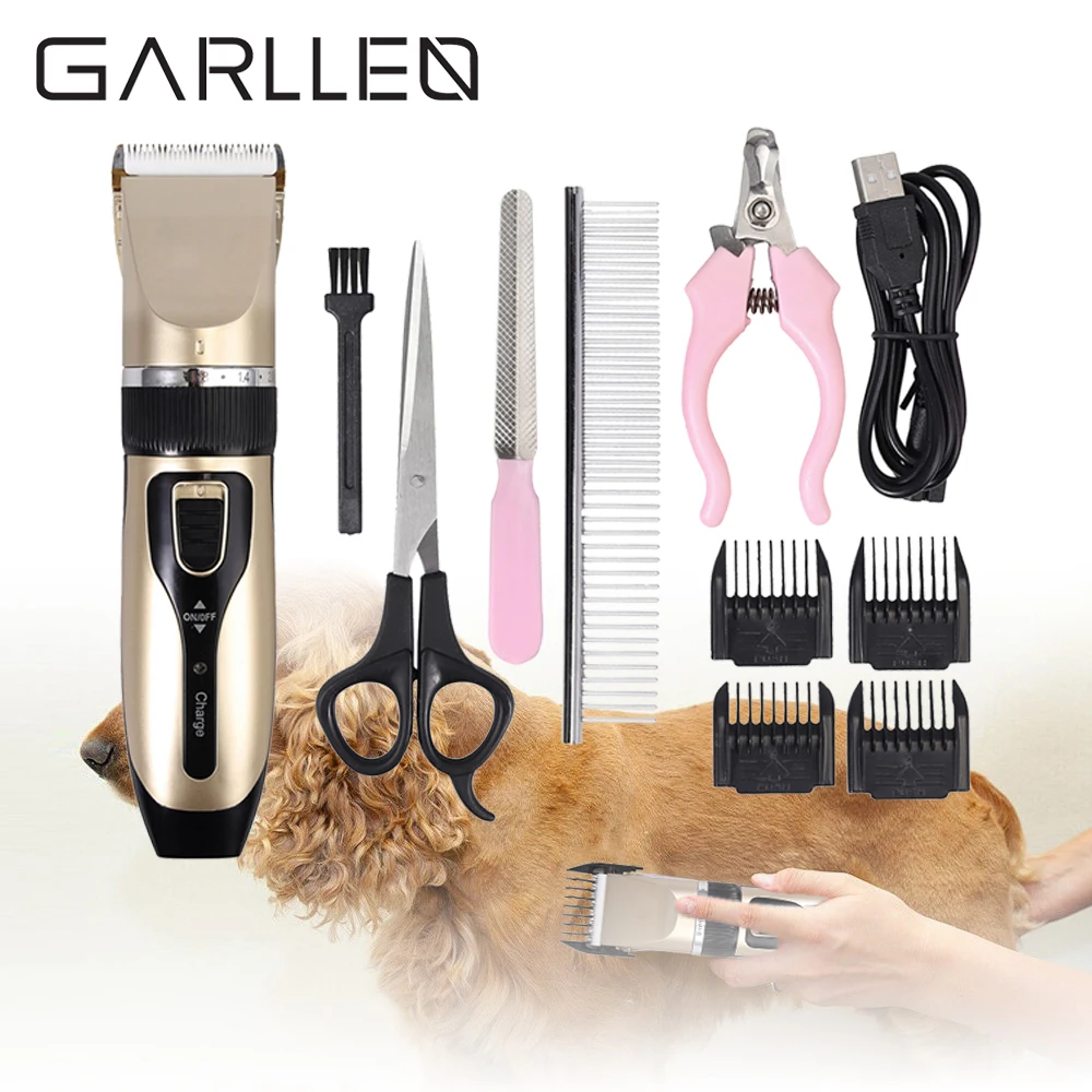 

GARLLEN Rechargeable Dog Clipper Hair Clippers Grooming Kit Cat Dog Rabbit Pets Haircut Trimmer Shaver Set With 3-12mm Combs