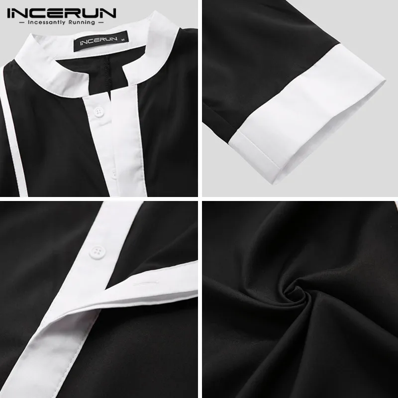 

Muslim Clothing Men Islamic Arabic Kaftan Long Sleeve Fashion Patchwork Abaya Robes Saudi Arabia Middle East Jubba Thobe INCERUN