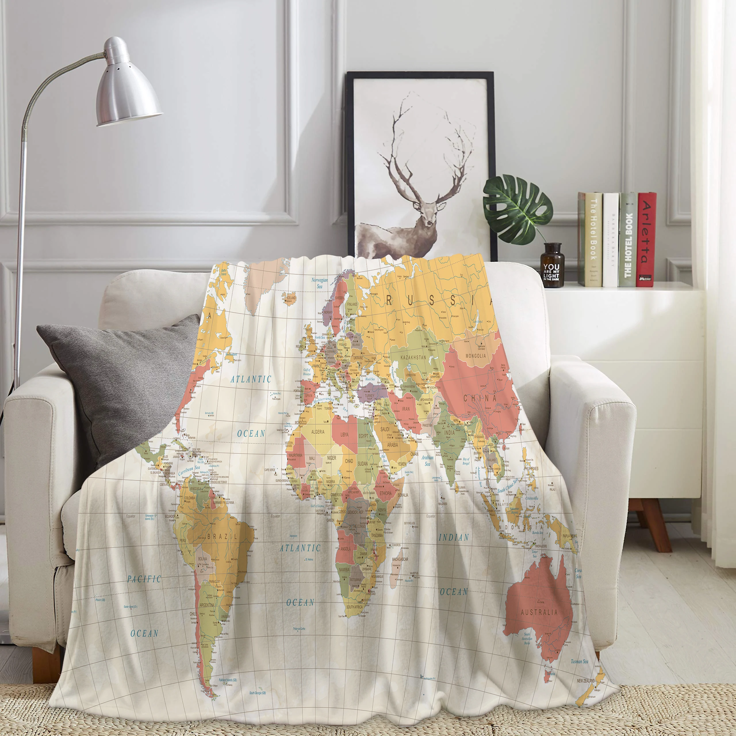 

Silstar Tex World Map Blanket Soft Print Thin Summer Throws Blankets Flannel Fleece Cover Microfiber Bedsheet