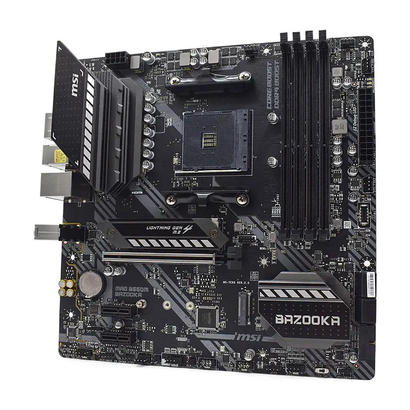 

MSI MAG B550M BAZOOKA Desktop Motherboard Socket AM4 DDR4 AMD B550 PCI-E 4.0 M.2 support RYZEN 5 2600X cpus Micro ATX Motherboar