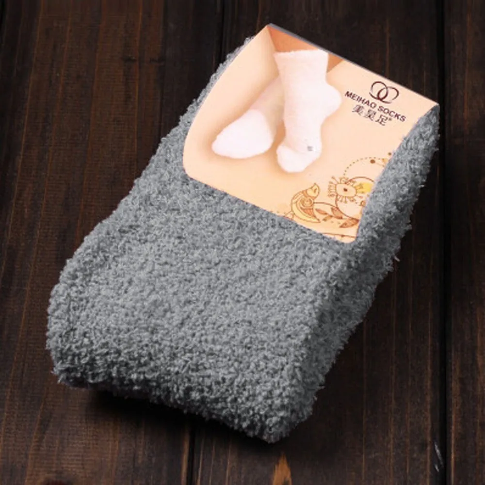 

Home Women Girls Soft Bed Floor Socks Warm Winter Pure Color
