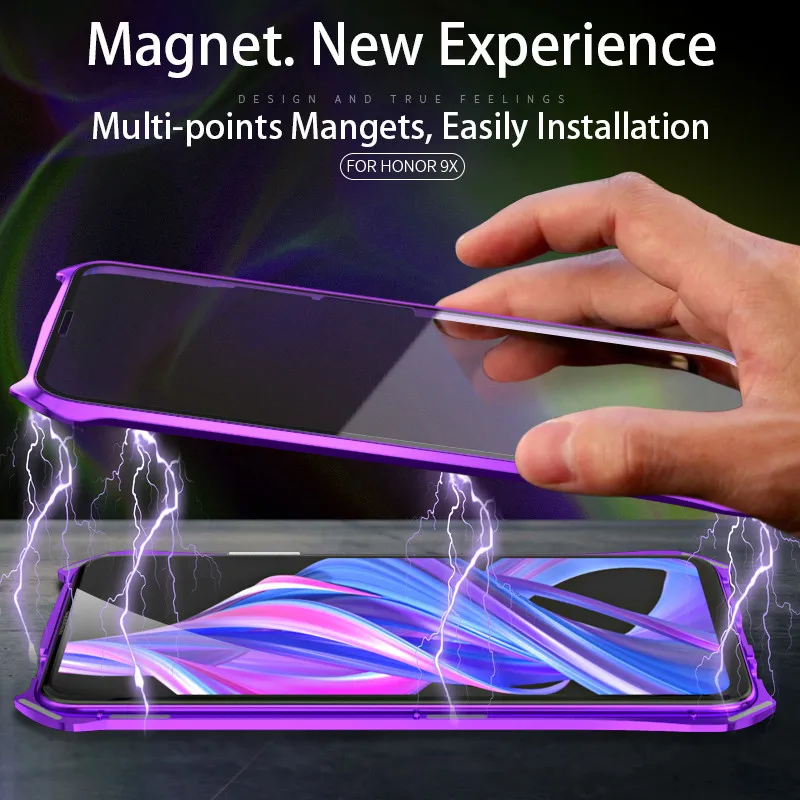 Новый чехол для Huawei Honor 9X двухсторонний стеклянный Магнитный с откидной крышкой