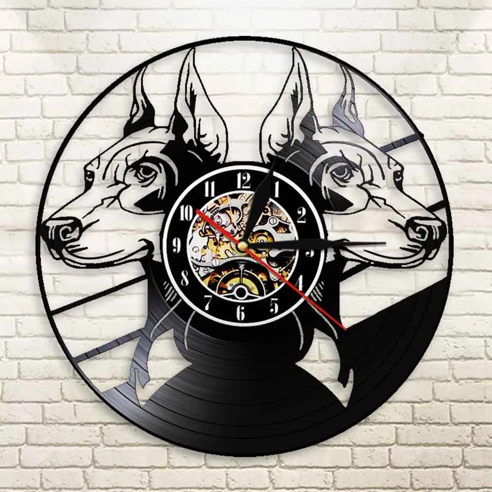 Доберман силуэт настенные часы пород собак головные портреты Животные виниловых