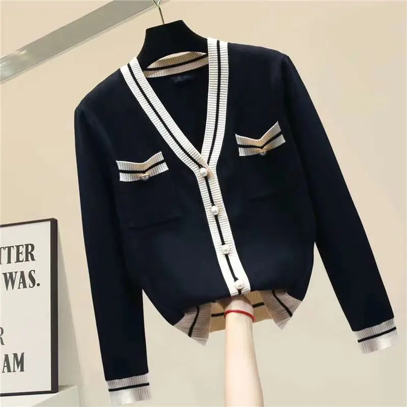 

Autumn Women's New Korean Style Fashion Knitted Sweaters Women Loose Solid Color V-neck Jumper Cardigan Ladies Knitwear Q837