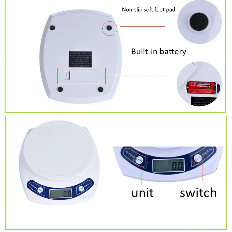 

1kg/0.1g 3kg/0.1g/0.5g 7kg/1g Digital Scale LED Kitchen High Precision Portable Electronic Scales Multifunction Food Scale