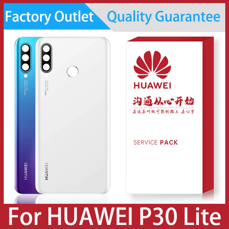 

Задняя крышка для Huawei P30 Lite, задняя крышка батарейного отсека, задняя крышка корпуса, панель корпуса с объективом камеры