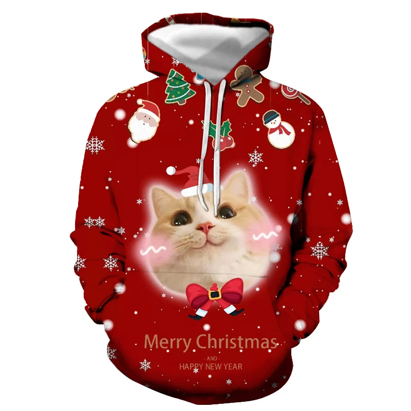 Милый стиль Рождественская Мужская и Женская 3D толстовка осенне-зимняя теплая