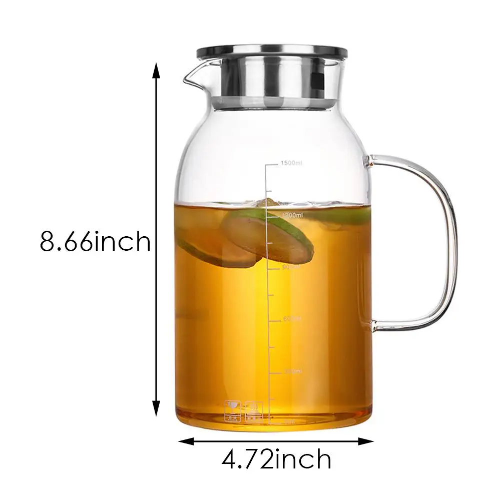 

Glass Cold Water Jug Kettle Glass Pitcher With Lid Glass Carafe For Water Juice Lemonade Jug Teapot Coffee Pots Home Drinkware