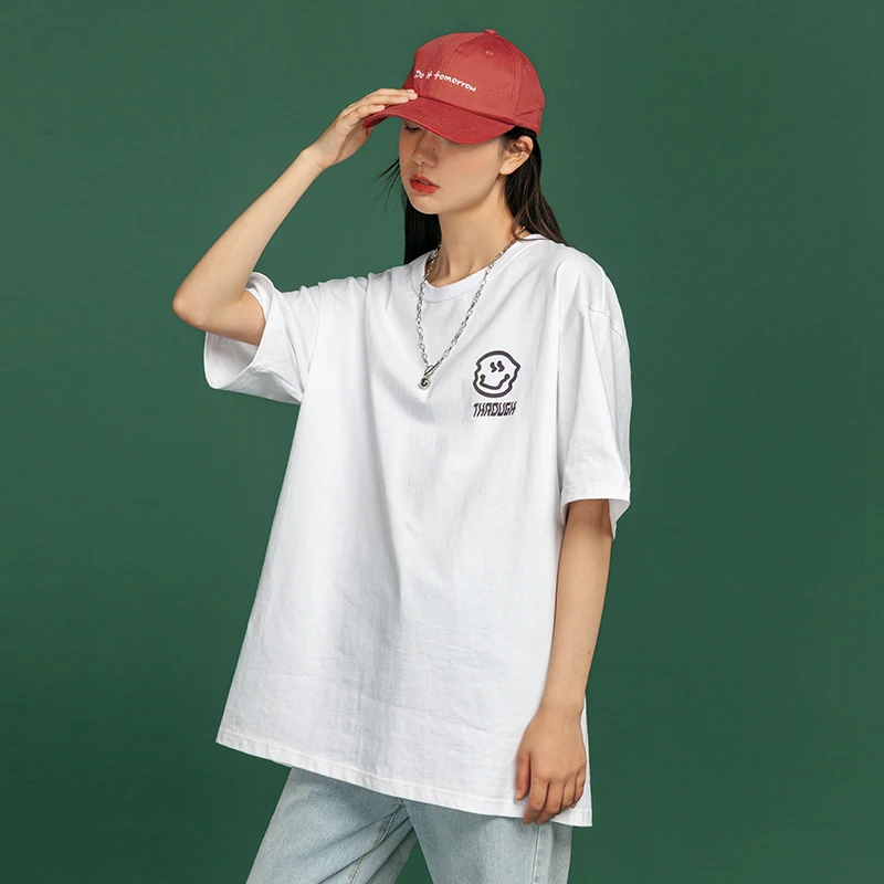 SingleRoad женская футболка 2020 панк люмиозная улыбка хип хоп Харадзюку Японская