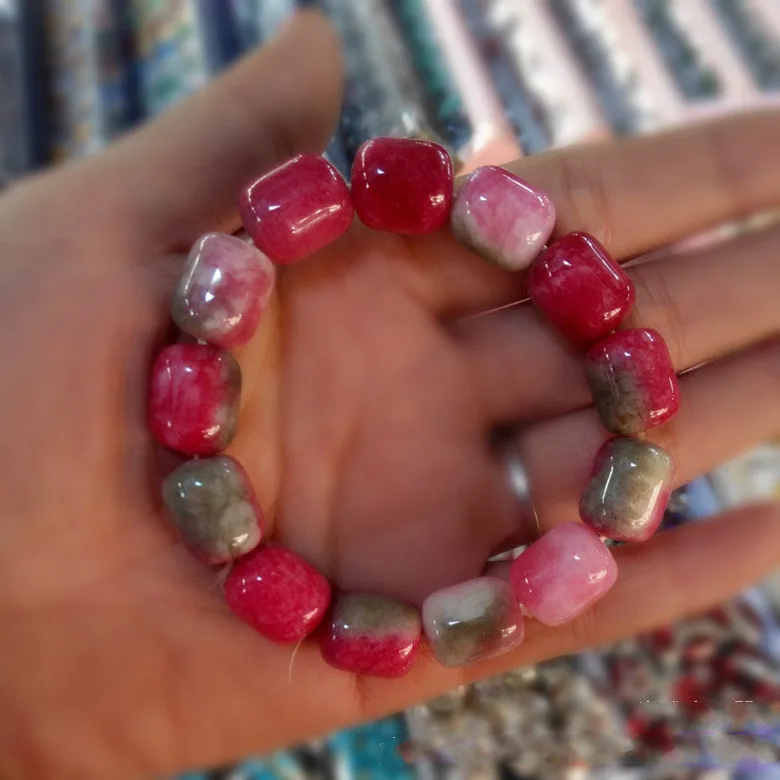 

Natural Jade Bracelet Men and Women Red Green Crystal Bracelet