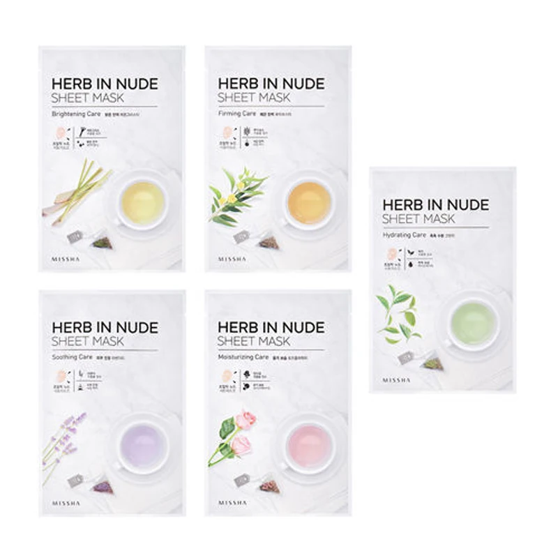 MISSHA Herb In Nude Sheet Mask 3 шт. Корейская маска для лица уход за кожей увлажняющие