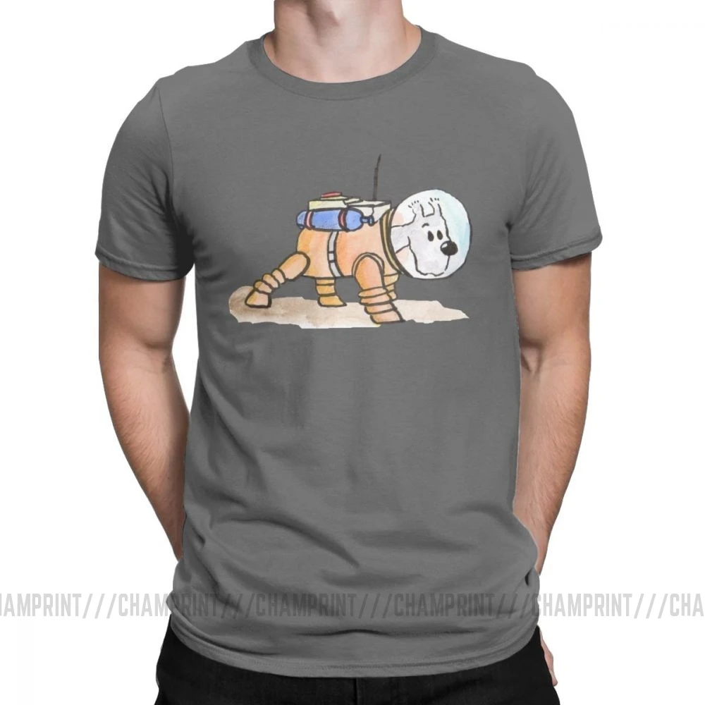 Tintin снежные Приключения Тинтина, футболка для мужчин, чистый хлопок, новинка, футболки, круглый вырез, футболки, короткий рукав, одежда, вечерние - Цвет: Темно-серый