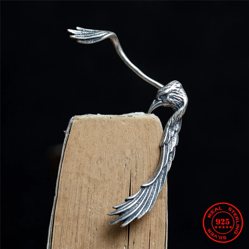 

Gothic Style 925 Sterling Silver Crow Vintage Ear Bone Clip Cuffs Earrings For Women Men No Piercing Fake Cartilage Earrings