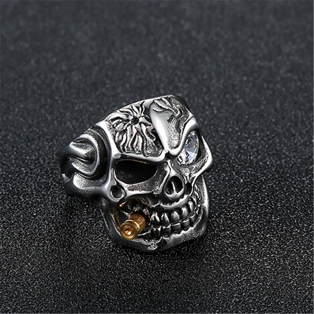 Мужское кольцо с черепом в готическом стиле Винтажное из нержавеющей стали панк