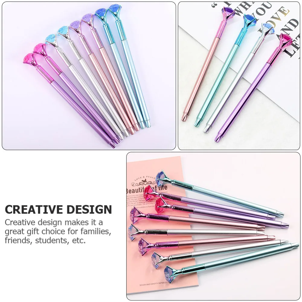 

5pcs Black Refill Pen Diamond Design Signing Pen Writing Pen for School Office