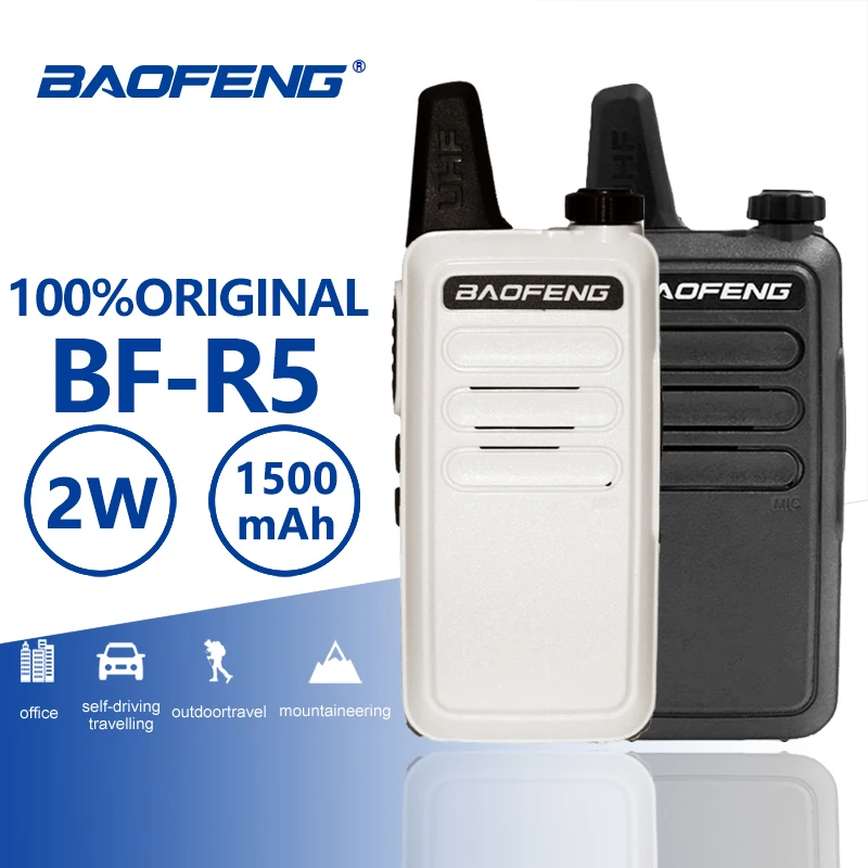 Baofeng BF-R5 Mini Kids Walkie Talkie Hf Transceiver UHF Radio Portable 2W Toy Communicator Handy Talkie Two Way Radio Wln KD-C1