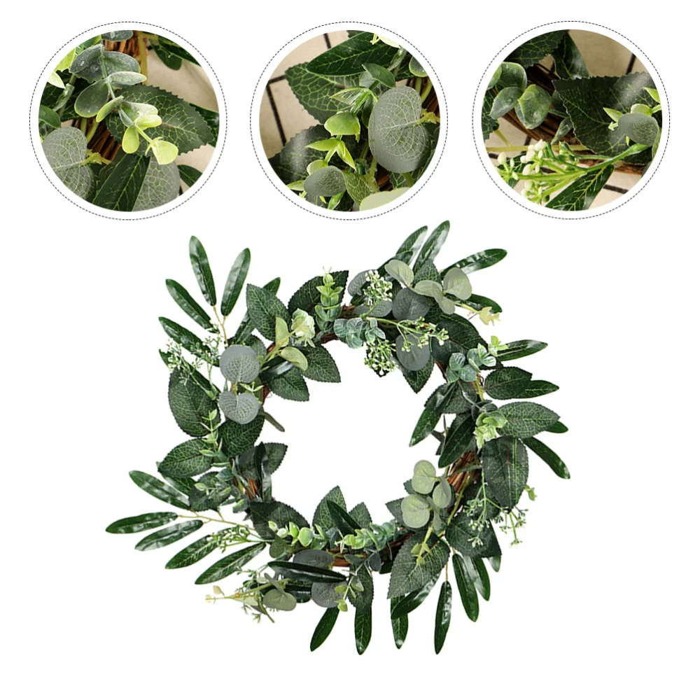 

1pc Lifelike Wreath Scene Ornament Hanging Wreath Artificial Wreath Scene Decor