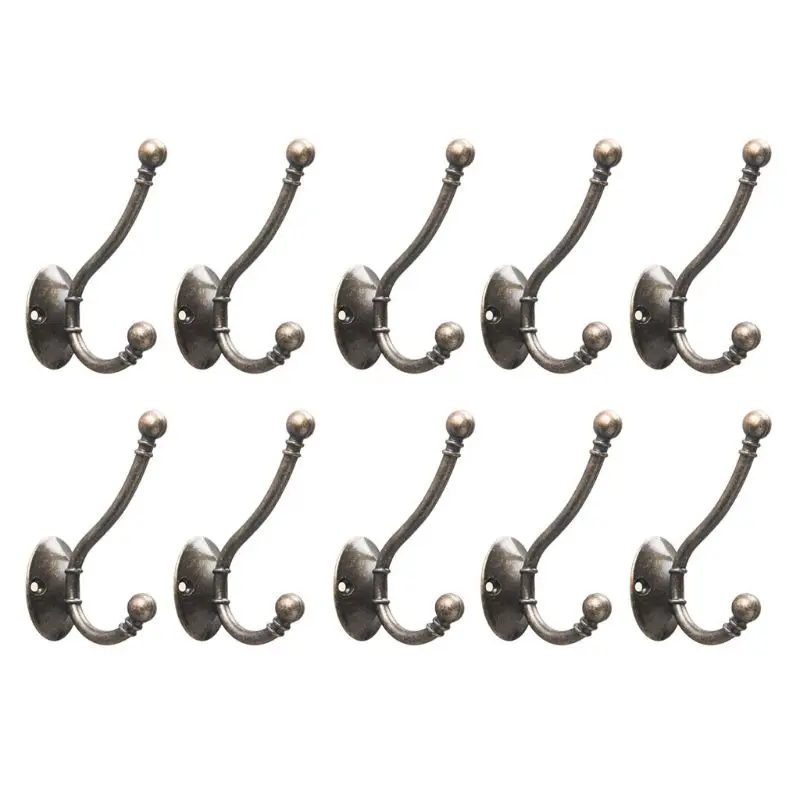 

10Pcs Wall Hooks Coat Hooks Towel Hook for Hanging Heavy Duty Hat Hook Double Wall Mounted Coat Hanger with Screws