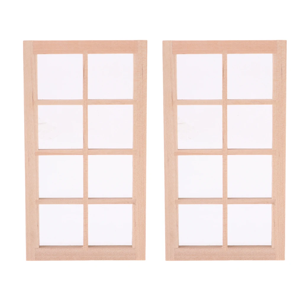 2 шт. 1/12 весы кукольный домик миниатюра неокрашенные Деревянные 8-панели двери