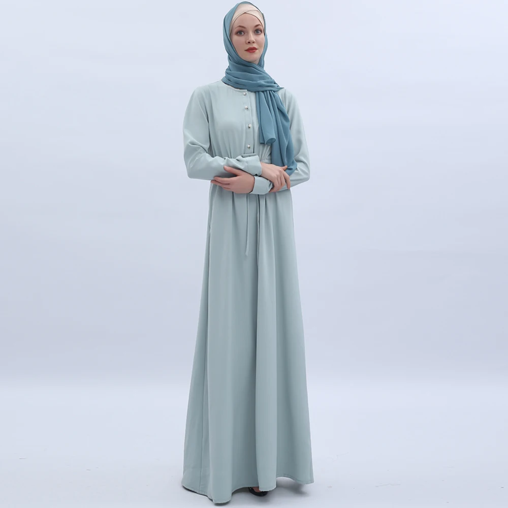 Женское платье большого размера с эластичной резинкой на талии Дубаи длинное Moslim